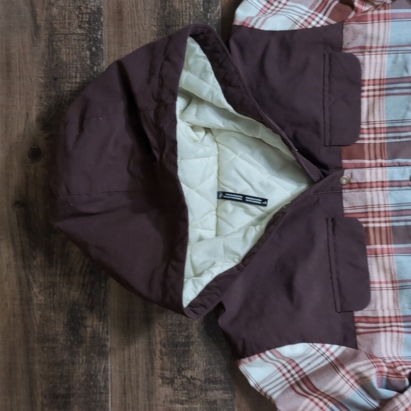 KUHL Artisan Hooded Shirtjak Jacket Plaid Hooded Shacket Size Large in Cinnamon - Picture 4 of 9